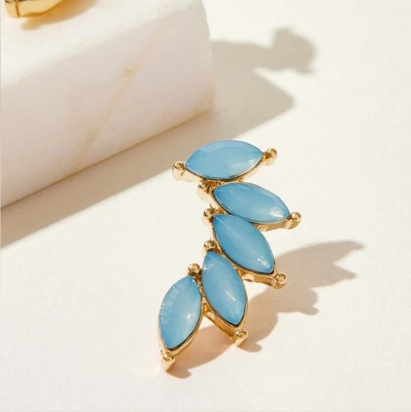 💙💙NEW💙💙BEAUTIFUL!! Light Blue Marquise Cut Earrings or Ear Climbers - Picture 3 of 10